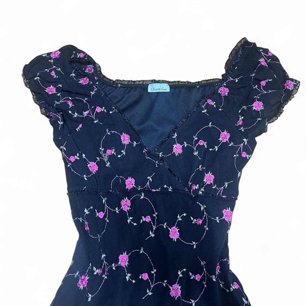Vintage 2000s Charlotte Russe Floral Embroidered Dress - Picture 3 of 3